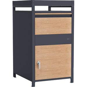 AXI - Louis - Pakketbrievenbus - Antraciet/Houtlook - Inclusief Plantenbak - 68 x 80 x 124 cm