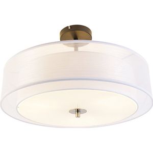 QAZQA drum-neutron - Moderne Plafondlamp - 3 lichts - Ø 500 mm - Wit - Woonkamer | Slaapkamer | Keuken