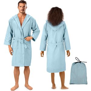 JEMIDI - Unisex - Badjas - Lichtgrijs - Sneldrogend, Microvezel, Met Capuchon