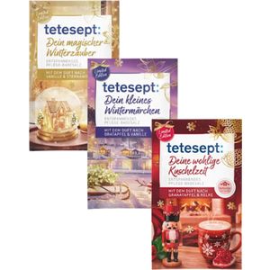 Kerst Badzout Geschenkset - Set van 3 - Tetesept | Magischer Winterzauber - Kleines Wintermärchen - Wohlige Kuschelzeit | 3x 60 g - Winter Badzout - Limited Edition 2025