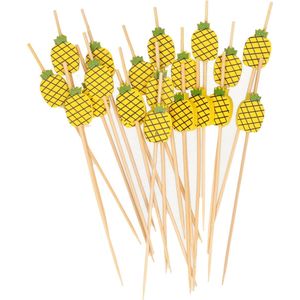 Excellent Houseware Cocktail/tapas prikkers - ananas - 20x stuks - bamboo - 12 cm