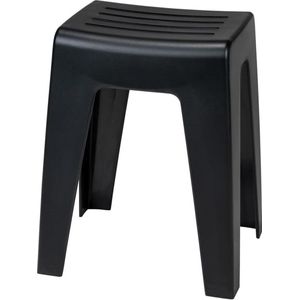 Badkamerkrukje Kumba - hoogwaardig zitkrukje in modern design van kunststof - belastbaar tot 120 kg - ideaal voor badkamer en toilet - zwart - 38 × 47 × 32 cm pop up stool