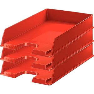 Esselte Brievenbakje/postvakje - 3x - rood - A4 formaat - stapelbaar - bureau oprganizer