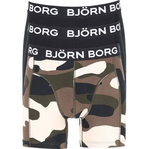 Björn Borg boxershorts Core (3-pack) - heren boxers normale lengte - zwart - camouflage print en zwart -  Maat: L