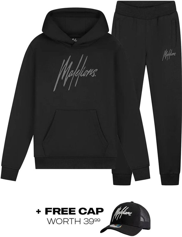 Malelions essentials tracksuit in de kleur zwart.