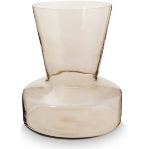 vtwonen Glazen Trompet Vaas - Woondecoratie - Mirre / Zand - 26x30cm