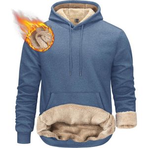 Dikke Heren Pullover Hoodie met Sherpa Voering - Warm en Winddicht Fleece Sweatshirt