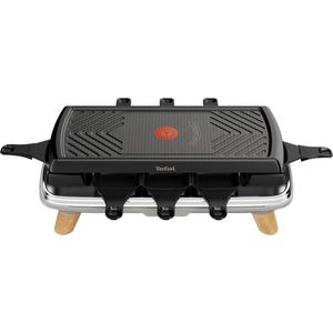 Tefal RE610D 3in1 8-Persoons Raclette Zwart/RVS/Hout