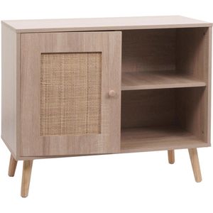 Ladekast MCW-M39, buffetkast highboard, opbergvak, Kubu rotan hout melamine, 67x80x38cm eiken-look