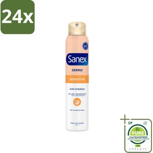 Sanex - Deodorant Spray - Dermo Sensitive - Zachte Bescherming - 200 ml - Voordeelverpakking - 24 stuks - Sanex - Deodorant