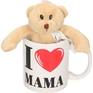 I love mama cadeau mok / beker met knuffelbeer - Moederdag - 300 ml