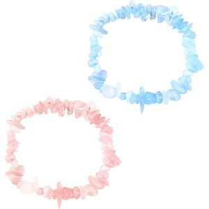 HTML-content nodig - 2 kleine elastische kiezelstenen armbanden - onregelmatige armbanden - modieuze kristallen touwarmbanden - Eén maat - Kristal .