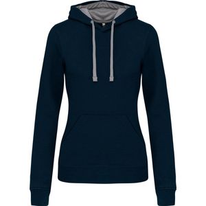 Kariban - K465 - Damessweater - Navy / Fine Grey - Met Capuchon