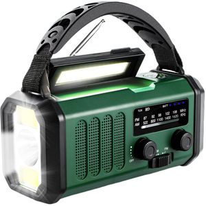 P-Repair - Noodradio - Opwindbare radio - Solar Opwindbaar - Powerbank Zonne-energie - 10.000mAh - Met zaklamp - USB oplader - USB-C oplader - Groen