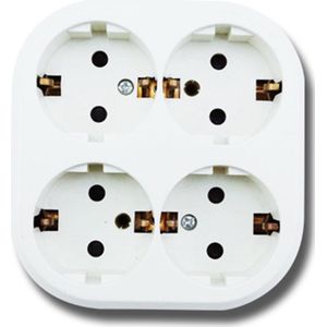 Wandcontactdoos - Opbouw - 4-voudig - Randaarde - Wit