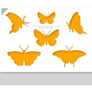QBIX Vlinder Sjabloon A5 Formaat Kunststof - Middelste vlinder is 5,7cm breed
