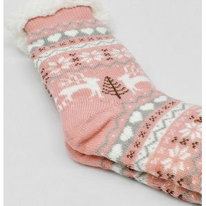 Merino Wollen Sokken - Licht Roze met hartjes - Maat 35/38 - Huissokken - Anti slip sokken - Warme sokken - Winter sokken