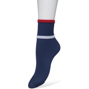 Bonnie Doon Sportieve Dames Sokken maat 36/42 Blauw met Rood - Met Rib Detail en Bies - Zeer zacht - Vochtregulerend - Sporty Micro Sock - Platte naden - Uitstekend Draagcomfort - Sportief - Blue/Red - BP221429.559