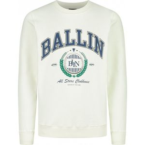 Ballin Amsterdam - Jongens Slim fit Sweaters Crewneck LS - Off White - Maat 6