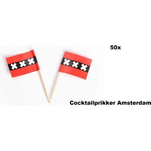 50x Cocktailprikker Amsterdam - Cocktail prikker Hoofdstad festival party fun winterfeest thema feest
