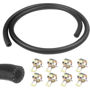 Brandstofslang 1 meter met 6 mm binnendiameter en 8 slangklemmen voor auto, motorfiets en tractor