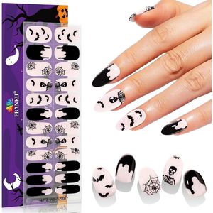 EBANKU 24 Pcs Semi-Hardening Gel Nail Strips,Halloween Y2K Gel Nail Strips,Nail Sticker Easy to Bring Salon Quality Manicure Nail Art Stickers with Nail File Nail Sticker (Witch Brews)
