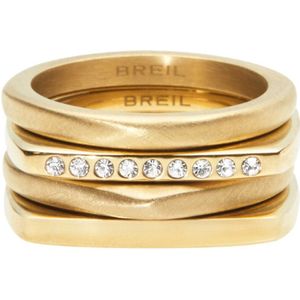 Breil - Collectie New Tetra - Set van 4 Damesringen - Kleur Goud - Materiaal Roestvrij Staal