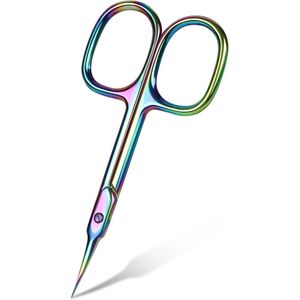 Sander Shop Nagelschaar, professionele roestvrijstalen gebogen nagelriem, scherpe dode huidschaar gericht voor het trimmen van wenkbrauwen, neushaar, manicure, vinger- en teenverzorging, multi-regenboog