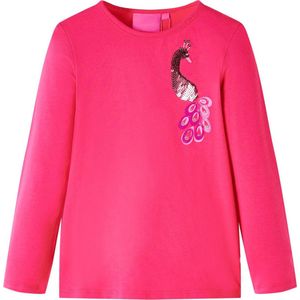 vidaXL - Kindershirt - met - lange - mouwen - 140 - felroze