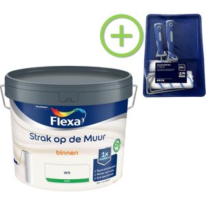 Flexa - Strak op de Muur - Muurverf - Mat - Wit - 10 liter + Muurverfroller