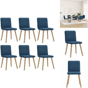 vidaXL Eetkamerstoel - Eetkamerstoelen - Dinerstoel - Stoel - Eetkamerstoelen 6 st stof blauw