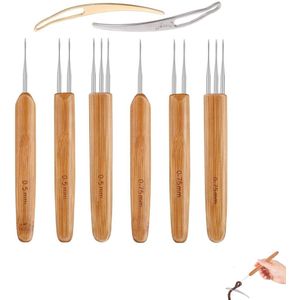 Set van 8 stuks - dreadlock haakgereedschap - haakgereedschap voor gevlochten haar - haakgereedschap voor haarextensies - haakgereedschap voor garen - geschikt voor in elkaar grijpende vlechten en vlechtknutsels