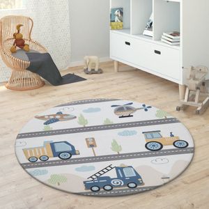 Paco Home Kindervloerkleed Kinderkamer Meisjes Jongens Ster Maan Olifant Regenboog Ø 120 cm Rund