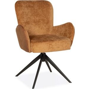 Armstoel (draaibaar) Isola - Bull Camel / Perfect Harmony Camel - Eetkamerstoel met armleuning - Kunstleer - Cognac - Modern - Eettafelstoel - Keukenstoel - Eetstoel - Stoel eetkamer