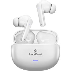 SoundFront Ultimate Draadloze Oordopjes - Bluetooth Oortjes - 26dB Active Noise Cancelling - Oortjes draadloos - Geschikt voor smartphones & laptop - Wit