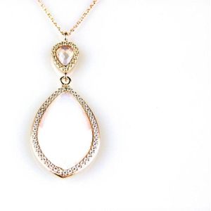 model Markies collier in zilver roze verguld gezet witte steen en cubic zirconia