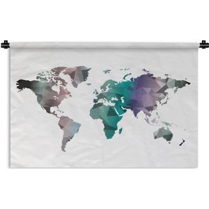 Wandkleed Eigen Wereldkaarten - Artistieke wereldkaart kleur Wandkleed katoen 120x80 cm - Wandtapijt met foto