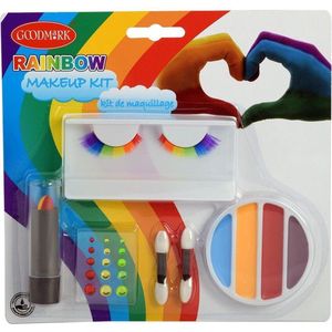 GOODMARK - Regenboog schmink set met neppe wimpers - Schmink > Make-up set