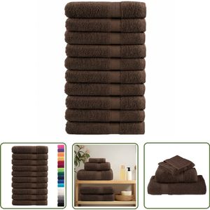 The Living Store Saunadoeken SOLUND 10 st 600 g/m² 80x200 cm bruin - Saunahanddoeken - Saunadouche - Sauna Accessoires - Katoen Handdoek - Dikke Handdoek