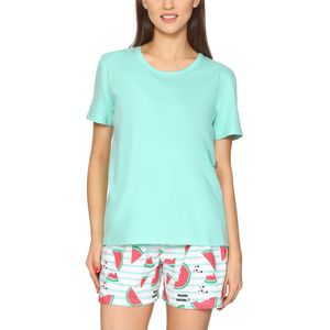 Merry Style MS-MS10-177-PJ Dames Pyjama - ronde hals - korte mouwen - korte broek zonder zakken - Katoen - Amarant/Grijs - S