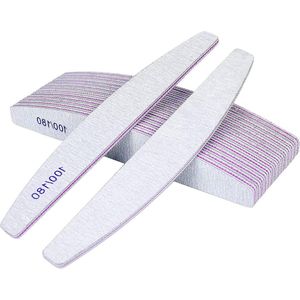 16 STKS Nagelvijlen 100/180 grit Dubbelzijdige Emery Board Gebogen Vingernagelvijlen - Nagelverzorging en Styling - Grijs