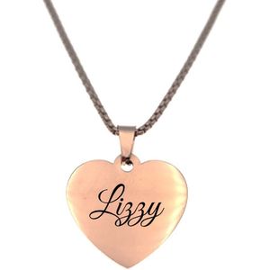 Ketting - Hart - Met Naam - Lizzy - Rosegoud