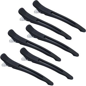 Brenzoos - Haarklemmen Set voor Dames - Antislip Siliconen Haarspelden - Krokodillenhaarclip - Haargereedschap - Zwart - 6 Stuks