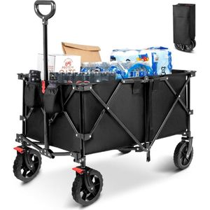 Bolderkar - Inklapbaar - Belastbaar tot 100 kg 200L - Extra Grote Bolderwagen - 92x55x112cm XL - met Regenhoes - Opvouwbaar - 360 Handsvat