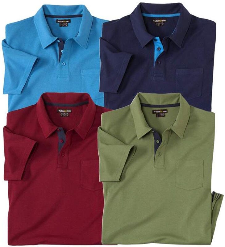 ATLAS FOR MEN - Set van 4 Casual Jersey Polo's - L