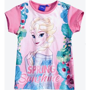 Disney Frozen T-shirt - Spring Sunshine - roze - maat 122/128 (8 jaar)