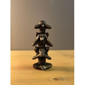Gift for travel - Beeld - Apen - Horen zien zwijgen - Brons