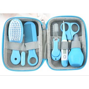 Compleet Baby Manicure & Verzorgingsset Set - Baby Borstel - Thermometer - Baby Kam - Baby snot aspirator- Baby tanden borstel - Perfect Kraamcadeau - Alles-in-één Kraamcadeau - Blauw