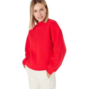 Trendyol Lichtblauwe Dikke Polar Fleece Opstaande Kraag, Ontspannen/Comfortabel Gebreide Trui Tweeaw20Sw0584