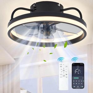 Ventilator Lamp - Plafondventilator - Zwart - Smart Lamp - Met Dimmer - 3 Standen Ventilator - Keuken Lamp - Woonkamerlamp - Moderne lamp